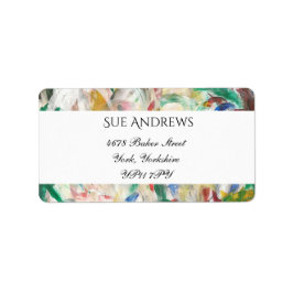 水モダン色抽象芸術差出人住所 ラベル