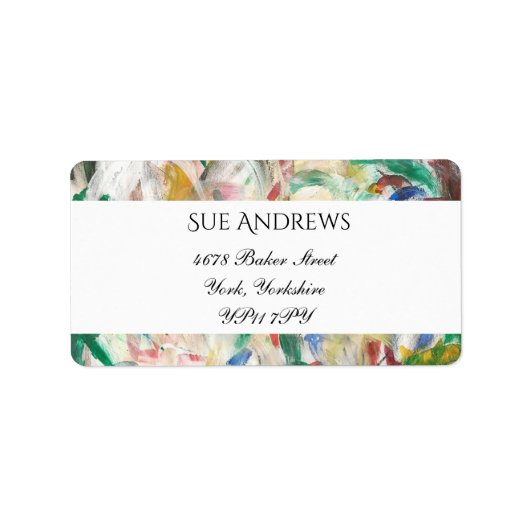 水モダン色抽象芸術差出人住所 ラベル (正面)