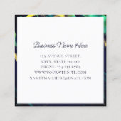 水モダン色抽象芸術絵を描緑 スクエア名刺 (裏面)