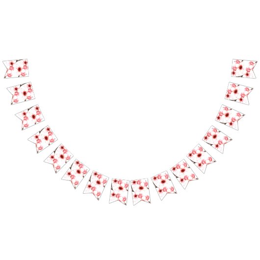 水モダン色日本のさくらんぼ結婚の花 バンティングフラッグ (全)