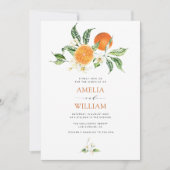 水モダン色柑橘結婚類 招待状 (正面)