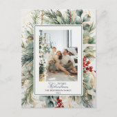 水モダン色植物性クリスマスフォト シーズンポストカード (正面)