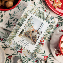 水モダン色植物性クリスマスフォト シーズンポストカード