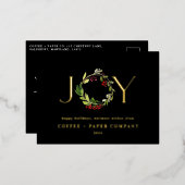 水モダン色植物性クリスマ企業のス 箔シーズンポストカード (正面/裏面)