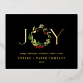 水モダン色植物性クリスマ企業のス 箔シーズンポストカード (正面)