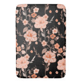 水モダン色植物模様lブラック バスマット (正面縦)