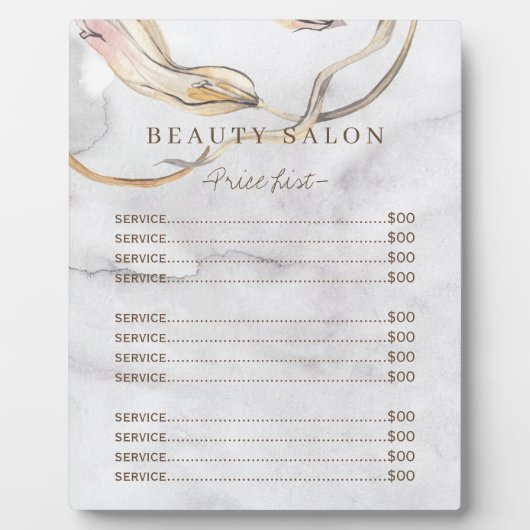 水モダン色洗浄グレーサロン価格表 フォトプラーク (正面)