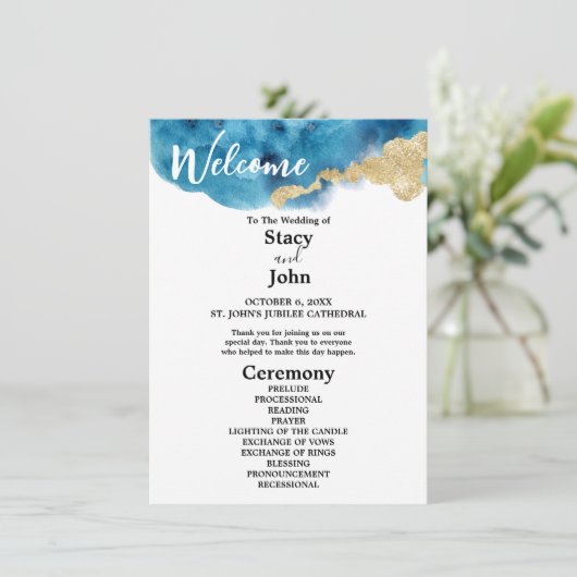 水モダン色海アイランド結婚式 プログラム (スタンド正面)