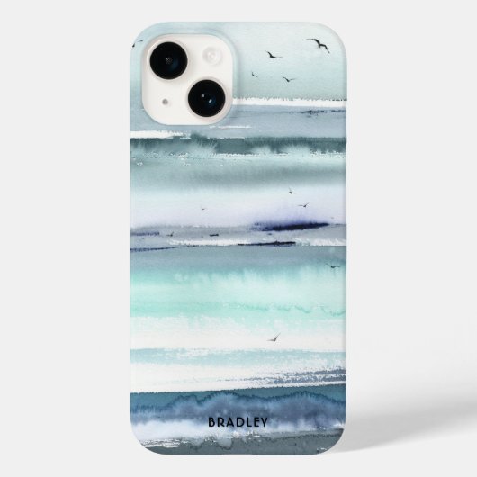 水モダン色海海パーソナライズされた名 Case-Mate iPhoneケース (裏面)