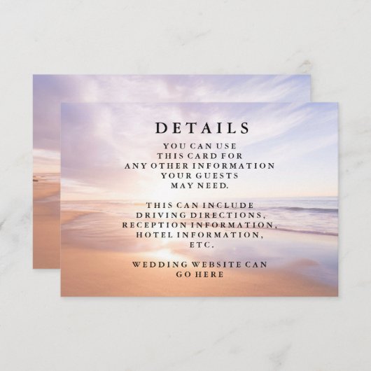 水モダン色熱帯の太陽結婚情報 エンクロージャーカード (正面/裏面)