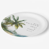 水モダン色熱帯ビーチ婚約パーティ ペーパープレート (アングル)