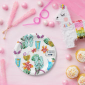 水モダン色熱帯ビーチ模様 ペーパープレート (パーティー)