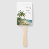 水モダン色熱帯ビーチ結婚式計画 ハンドファン (正面)
