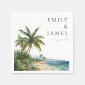 水モダン色熱帯ビーチ結婚式 スタンダードカクテルナプキン (正面)