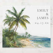 水モダン色熱帯ビーチ結婚式 ビールラベル (シングルラベル)