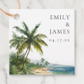 水モダン色熱帯ビーチ結婚式 フェイバータグ (正面)