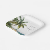 水モダン色熱帯ビーチ結婚式 ペーパープレート (傾斜あり)