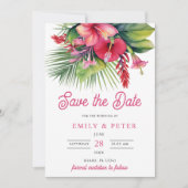 水モダン色熱帯植物保存日 招待状 (正面)