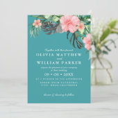 水モダン色熱帯花結婚夏 招待状 (スタンド正面)