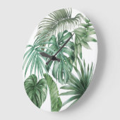 水モダン色熱帯葉モンステラ ラージ壁時計 (傾斜)
