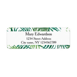 水モダン色熱帯葉差出人住所 ラベル