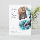 水モダン色瑪瑙アクアインク&花模様写真 セーブザデート (スタンド正面)