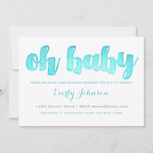 水モダン色男の赤ちゃんシャワー招待状 招待状 (正面)