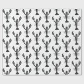 水モダン色白黒ロブスターパターン ラッピングペーパー (フラット)