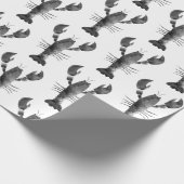 水モダン色白黒ロブスターパターン ラッピングペーパー (角)