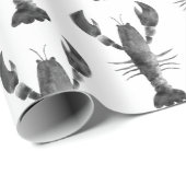 水モダン色白黒ロブスターパターン ラッピングペーパー (ロールコーナー)