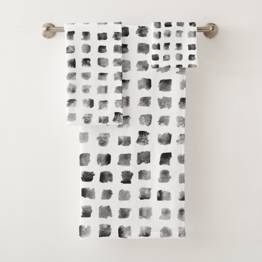 水モダン色白黒幾何学正方形 バスタオルセット (インサイチュ)