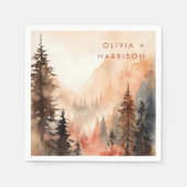 水モダン色秋テラコッタ結婚ズ スタンダードカクテルナプキン (正面)