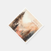 水モダン色秋テラコッタ結婚ズ スタンダードカクテルナプキン (角)