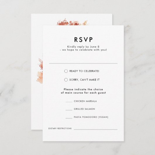 水モダン色秋屋外フォレ結婚スト 出欠カード (正面/裏面)