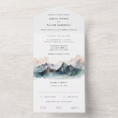 水モダン色秋屋外結婚山 オールインワン招待状 (内側)