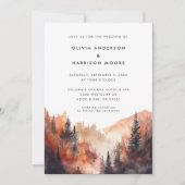 水モダン色秋山QRコード結婚s 招待状 (正面)