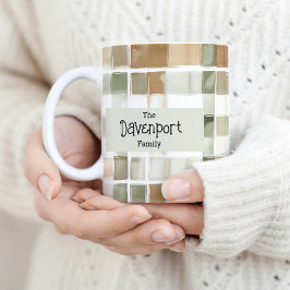 水モダン色秋格子状ファミリ名 コーヒーマグカップ
