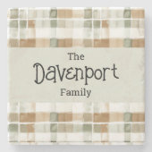 水モダン色秋格子状ファミリ名 ストーンコースター (正面)