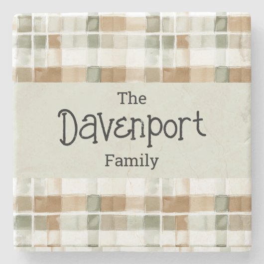水モダン色秋格子状ファミリ名 ストーンコースター (正面)