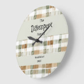 水モダン色秋格子状ファミリ名 ラージ壁時計 (傾斜)
