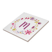 水モダン色秋花モノグラム タイル (側面)