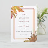 水モダン色紅葉、庭園の結婚式 招待状 (スタンド正面)