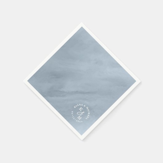 水モダン色結婚のダスティブルーID816 スタンダードカクテルナプキン (角)