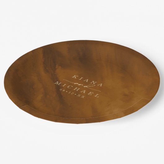 水モダン色結婚の金ゴールドID816 ペーパープレート (アングル)