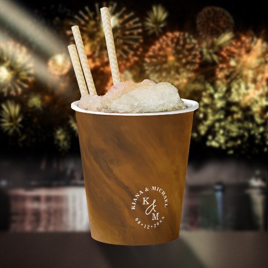 水モダン色結婚の金ゴールドID816 紙コップ