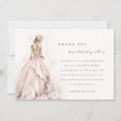 水モダン色結婚ブライダルシャワー サンキューカード (正面)