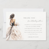 水モダン色結婚ブライダルシャワー サンキューカード (正面)