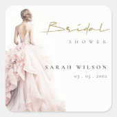 水モダン色結婚ブライダルシャワー スクエアシール (正面)