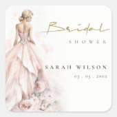 水モダン色結婚ブライダルシャワー スクエアシール (正面)