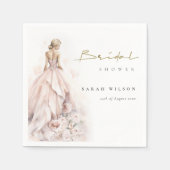 水モダン色結婚ブライダルシャワー スタンダードカクテルナプキン (正面)